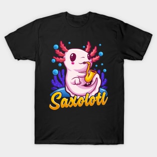 Saxolotl Sax Axolotl Walking Fish Saxophone Pun T-Shirt